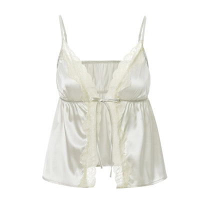 Lace Trim Bow Tie V Neck Camisole