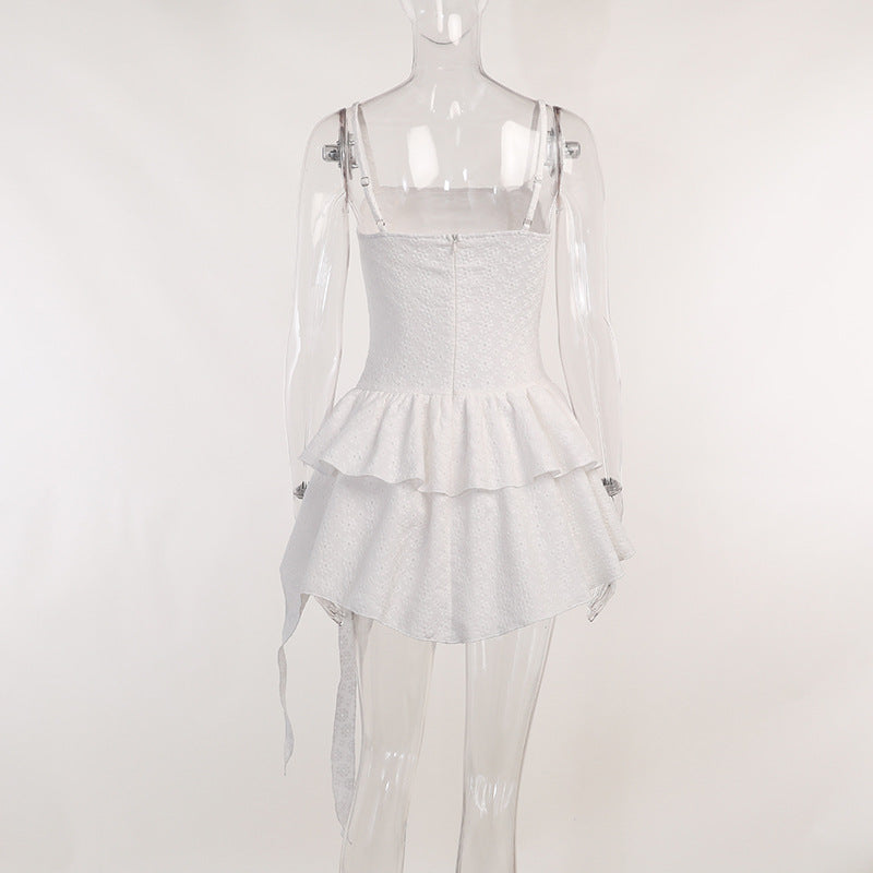 White Floral Lace Layered Dress