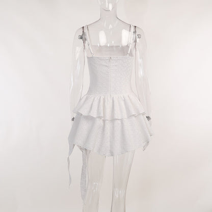 White Floral Lace Layered Dress