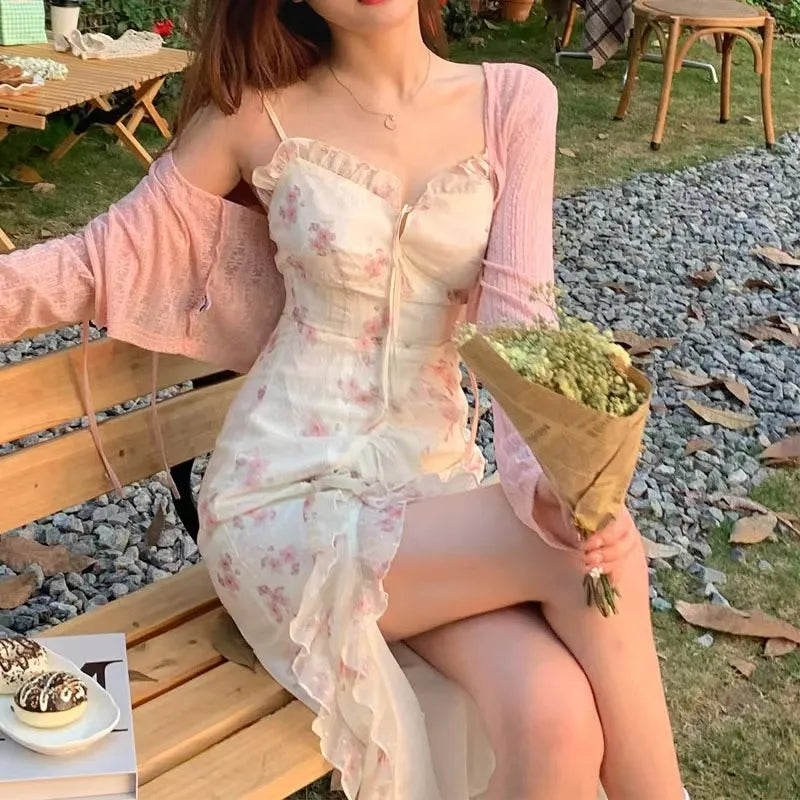 Vintage Floral Sleeveless Midi Dress