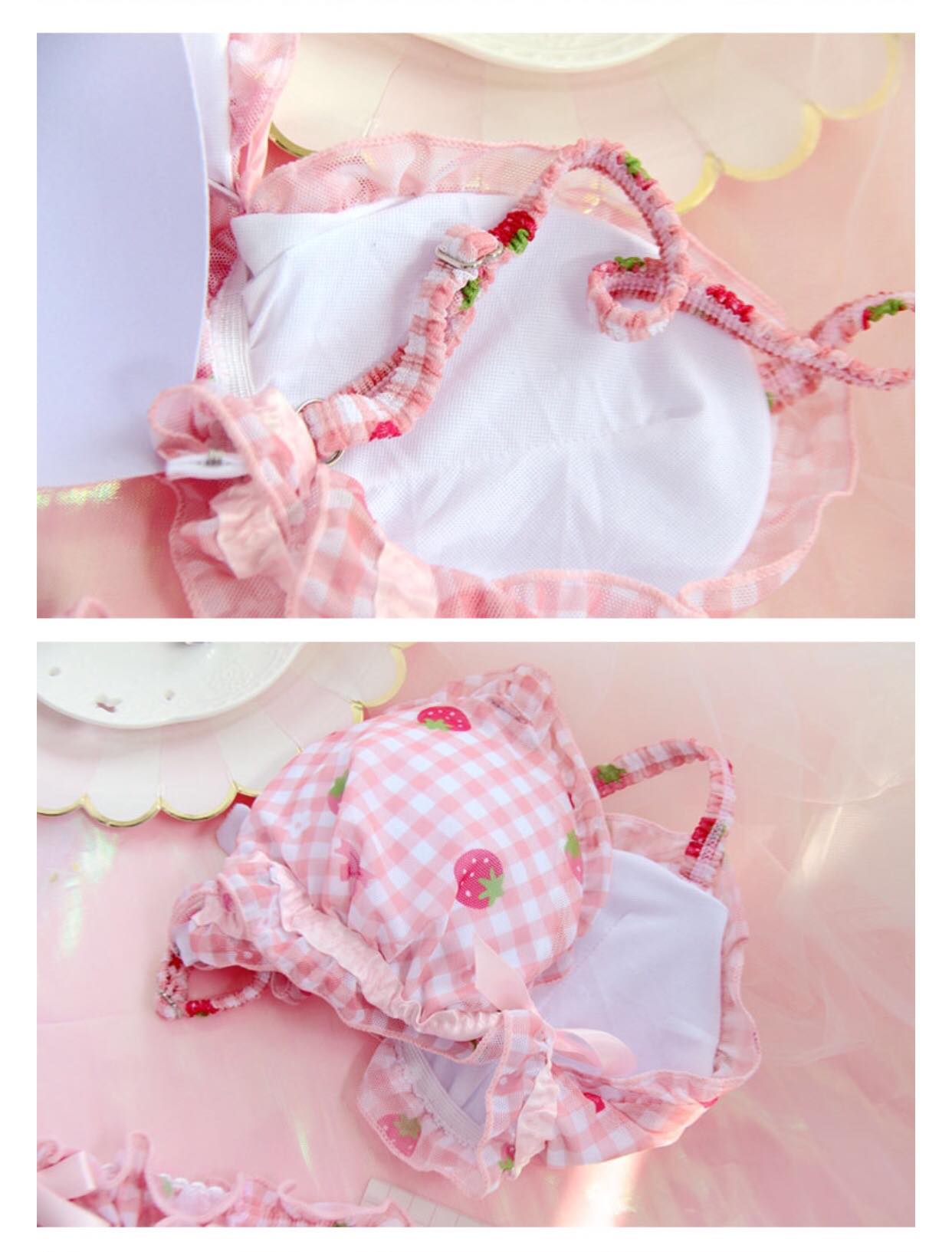 Strawberry Print Bra + Panty Set Lingerie Underwear Summer Aesthetic Casual E-Girl Kawaii Korean Japanese Harajuku