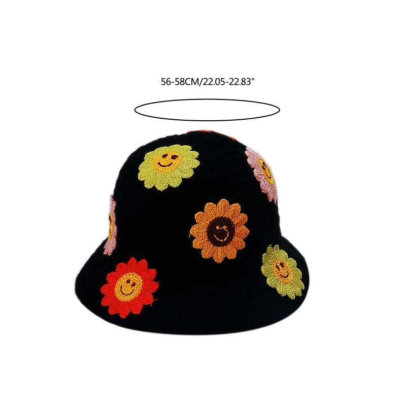 Flower Knit Bucket Hat