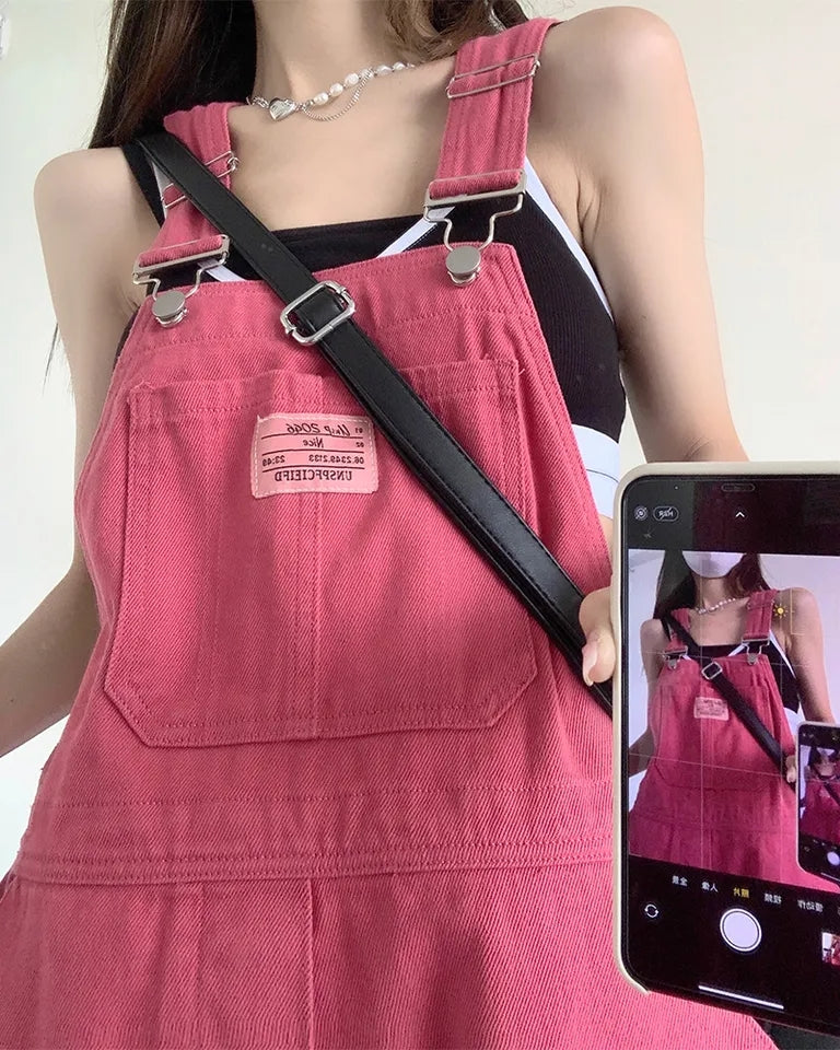 Pink Denim Overall Pants