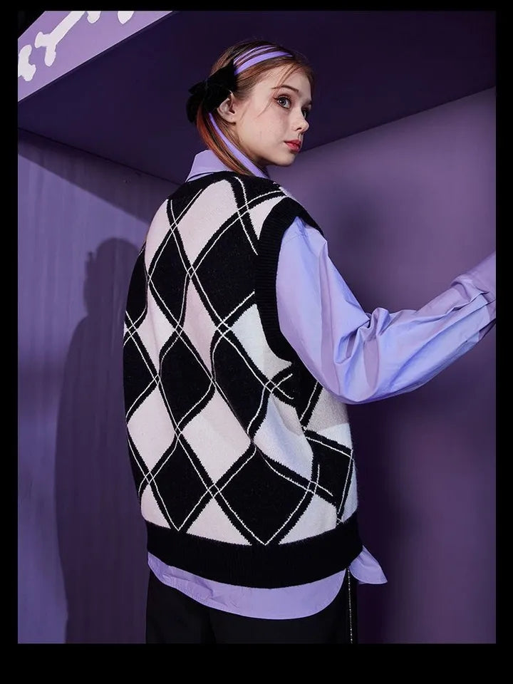 Japanese Anime Argyle Sweater Vest