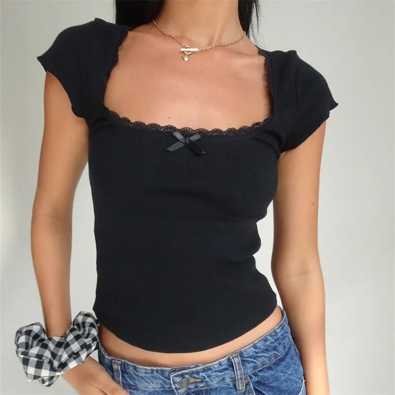 White Lace Short Sleeve Shirt