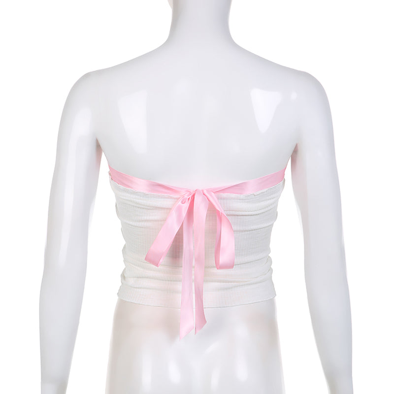 Pink Sweet Bow Split Bandage Top