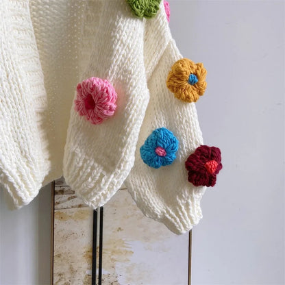 Flower Knit Cropped Cardigan