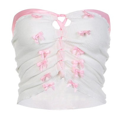 Pink Sweet Bow Split Bandage Top