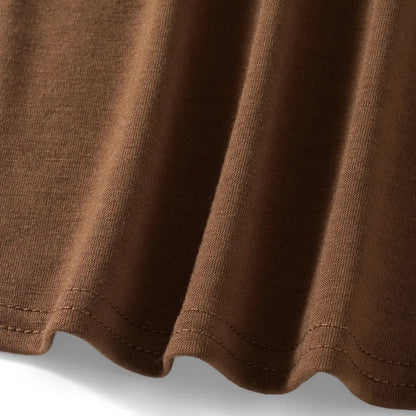 Brown Lace Trim Short Sleeve Shirt