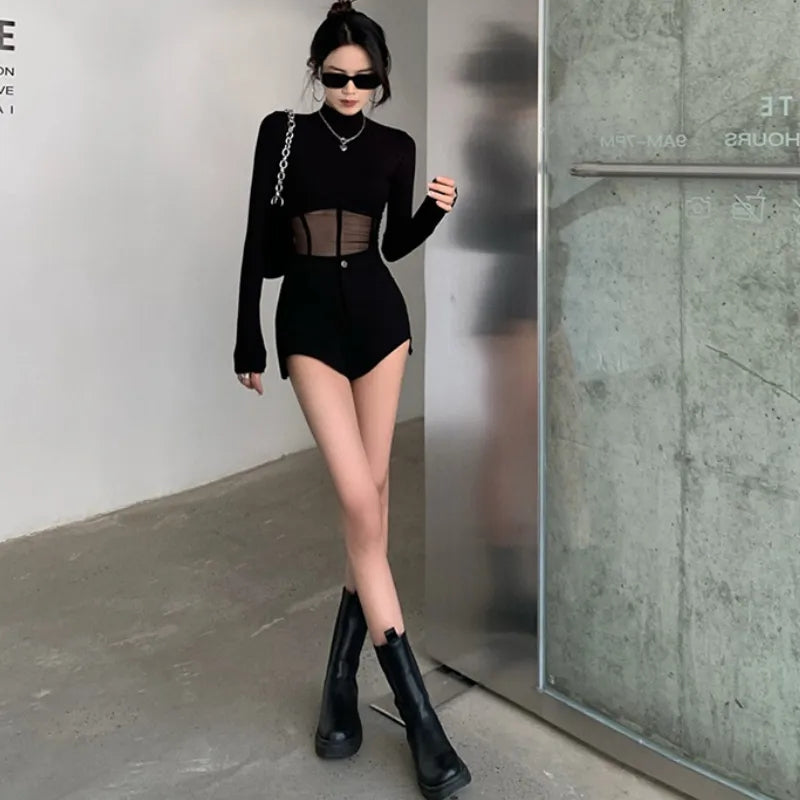 Black See Through Long Sleeve Shirt