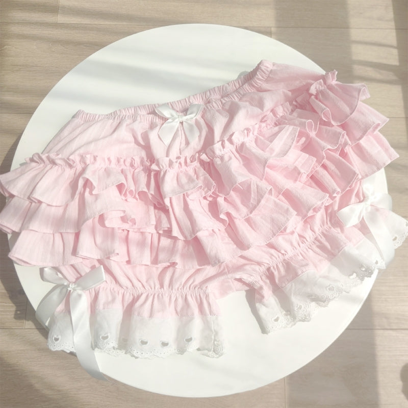 Pink Layered Ruffle Bloomer Shorts