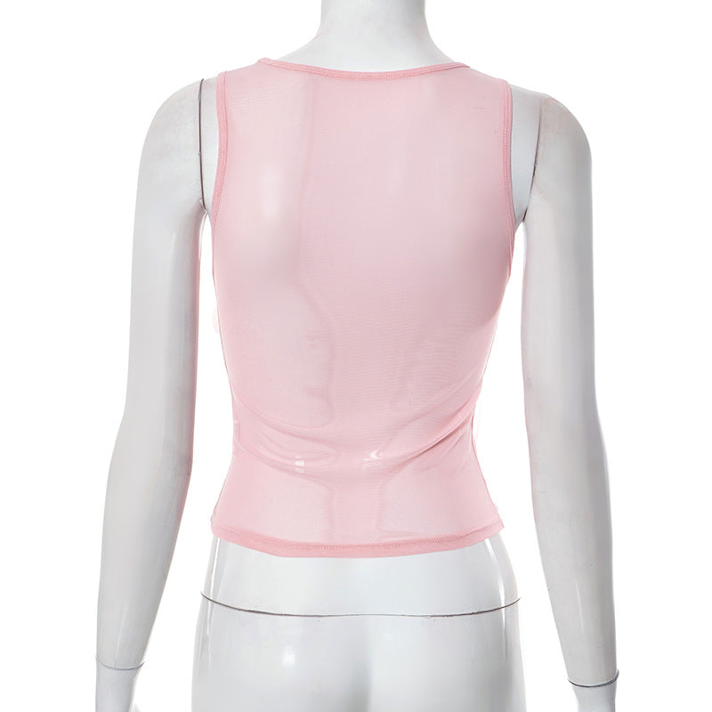 Pink Bow Sleeveless Crop Top