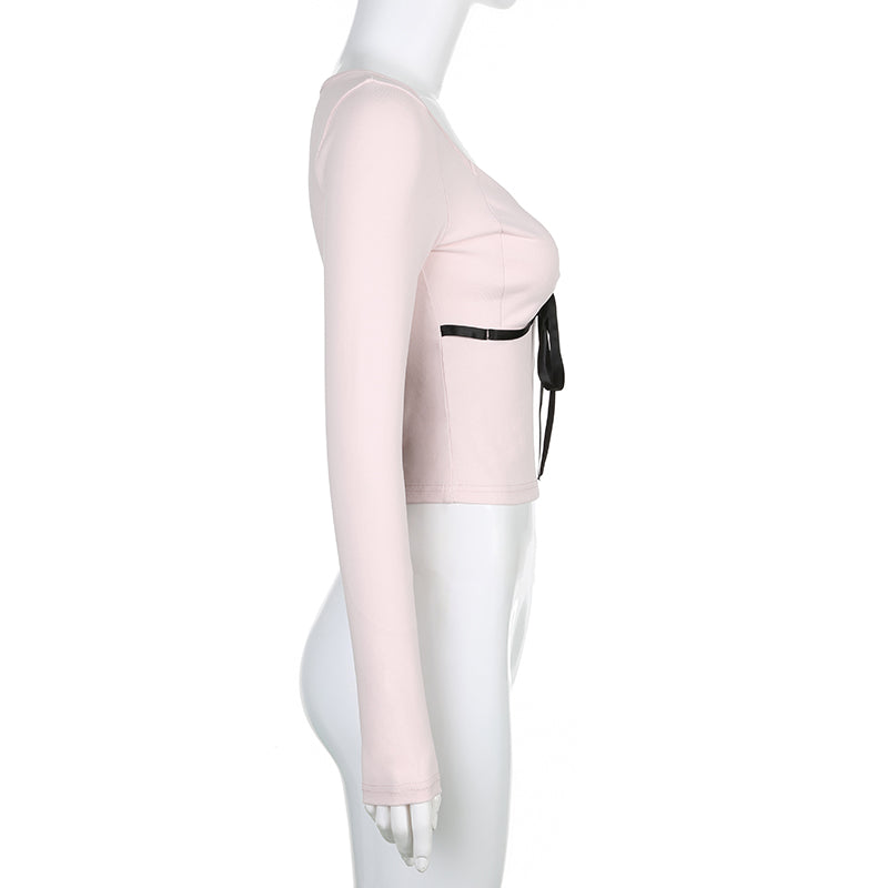 Bandage Bow Square Collar Crop Top