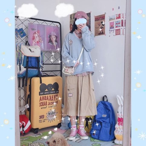 Cute Bunny Rabbit Embroidery Preppy Knit V Neck Vest Sweater Sweatshirt Loose Jumper Pullover Casual E-Girl Kawaii Korean Japanese Harajuku Streetwear