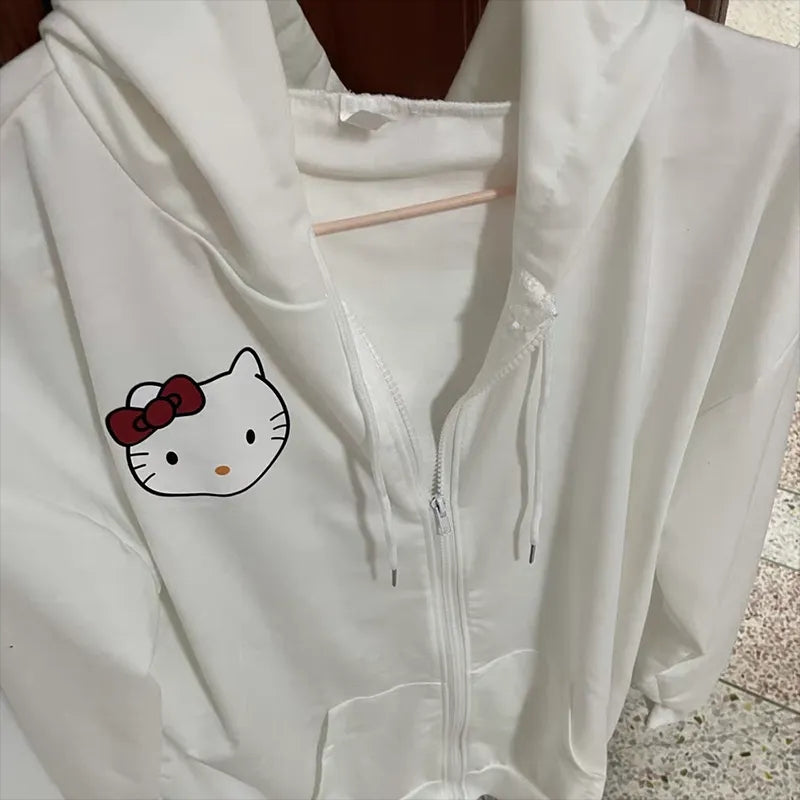 White Kitty Cat Anime Japanese Hoodie