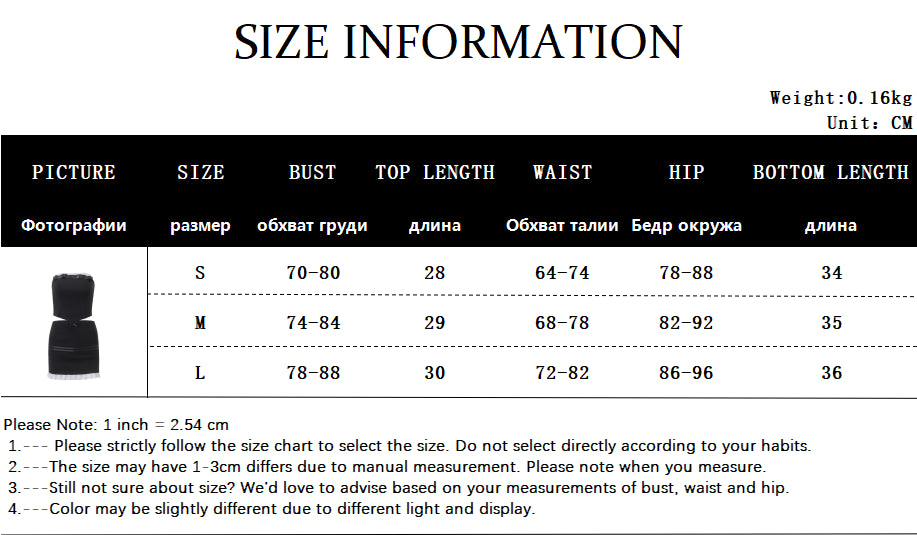 2PCS Black & White Strapless Top + Pleated Mini Skirt