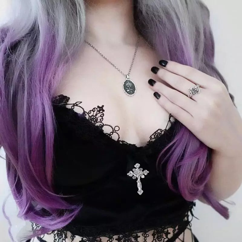 Cute Sexy Black Lace Trim Cross Goth Punk Backless Crop Top Tank Sleeveless Shirt Summer Casual E-Girl Kawaii Korean Japanese Harajuku Streetwear