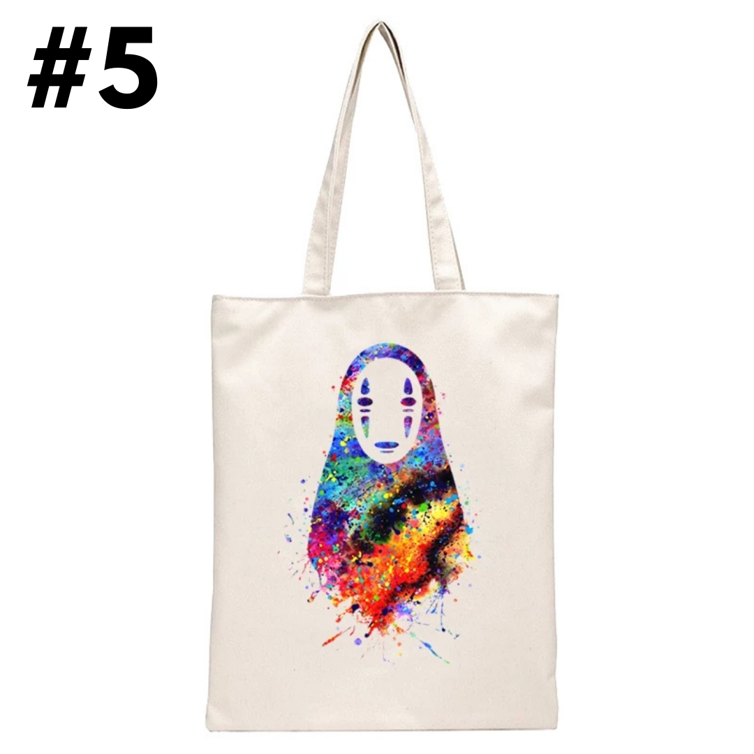 Japanese Anime Print Canvas Tote Bag
