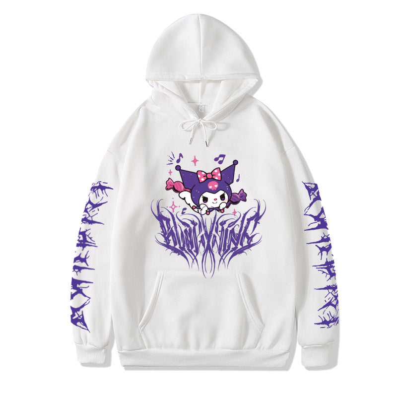 Japanese Anime Print Long Sleeve Hoodie