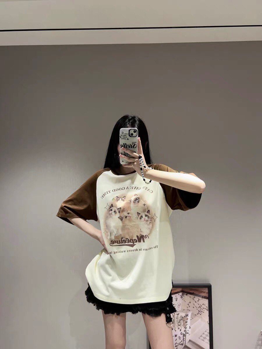 Graphic Cat Print Short Sleeve T-shirt