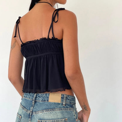 Fairy Bow Tie Up Pleated Tank Top