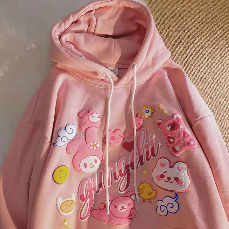 Anime Cartoon Graphic Print Hoodie