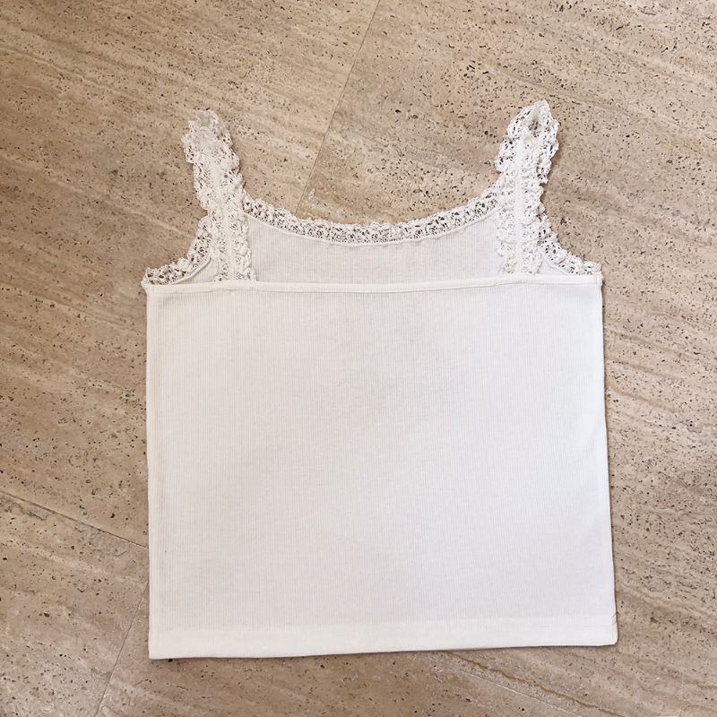 Cat Lace Trim Crop Top