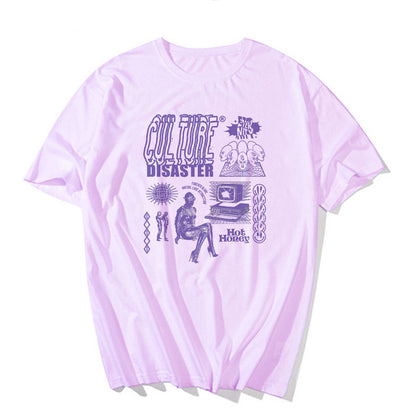Retro Vintage Graffiti Print Short Sleeve Shirt T-shirt Top Hiphop Goth Punk Summer Casual E-Girl Kawaii Korean Japanese Harajuku Streetwear