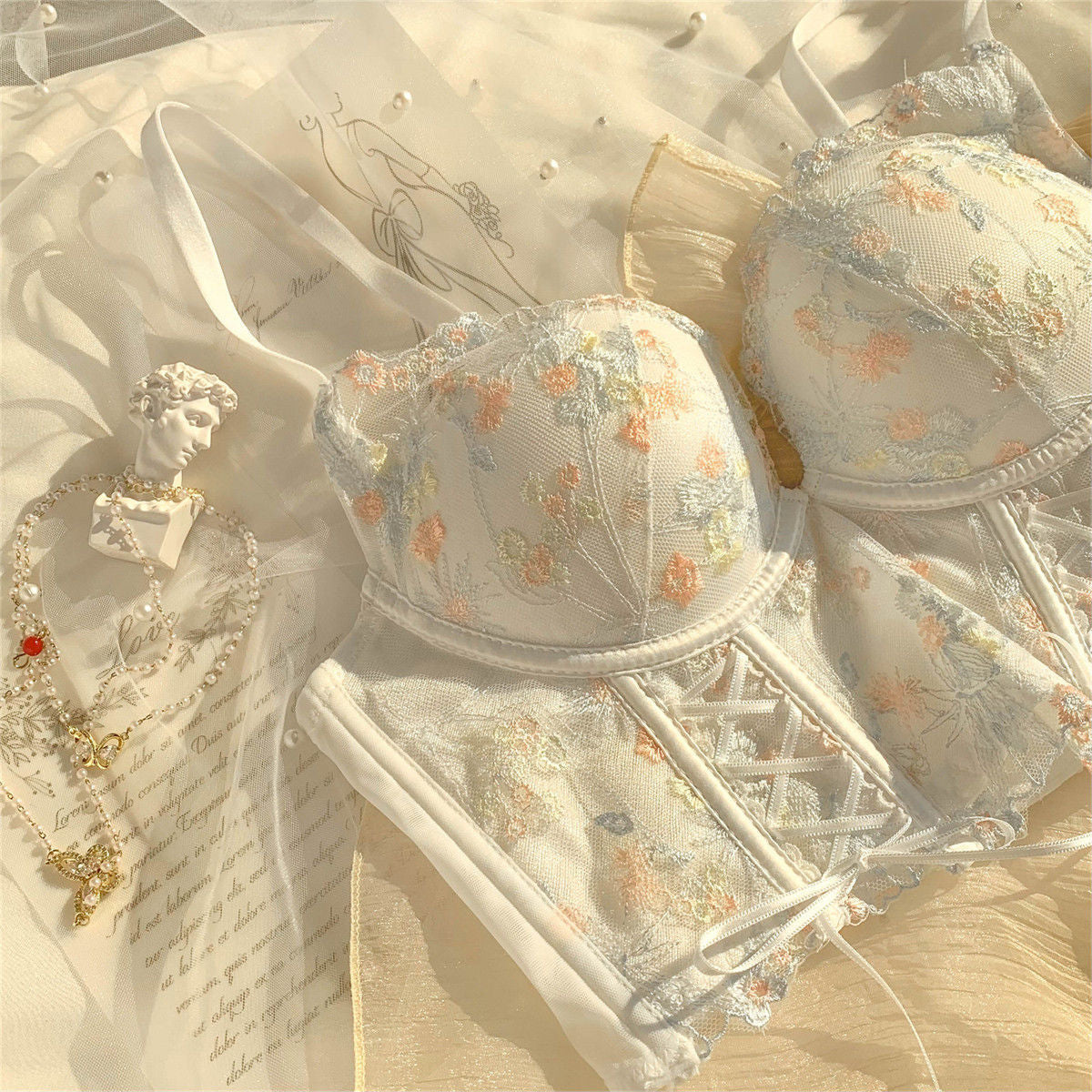 Floral Lace Embroidery Corset Top
