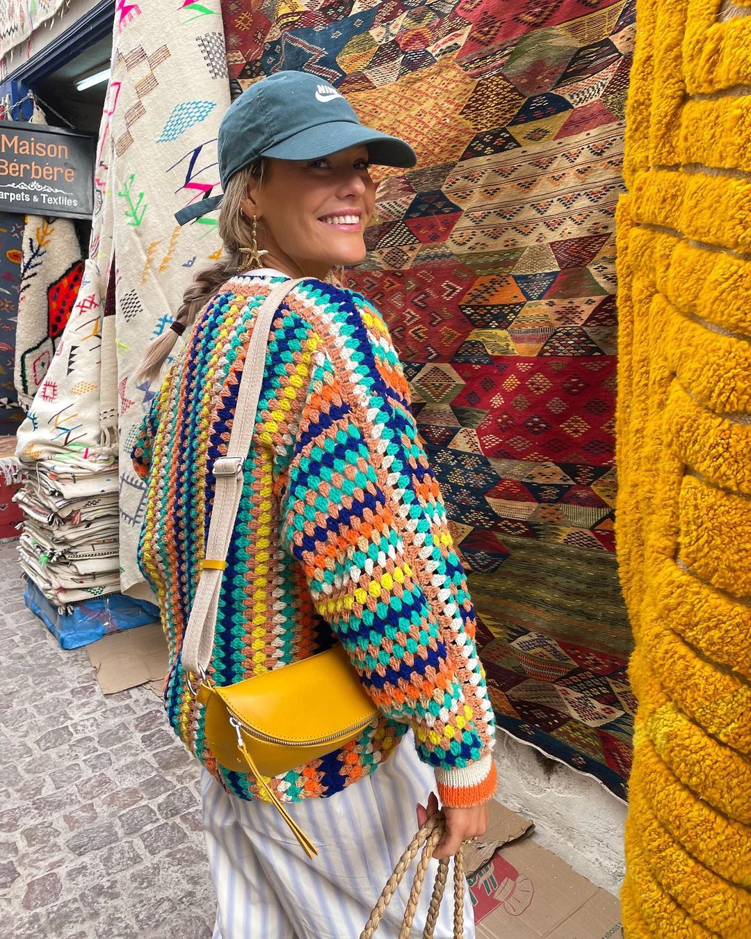 Rainbow Stripe Crochet Loose Cardigan
