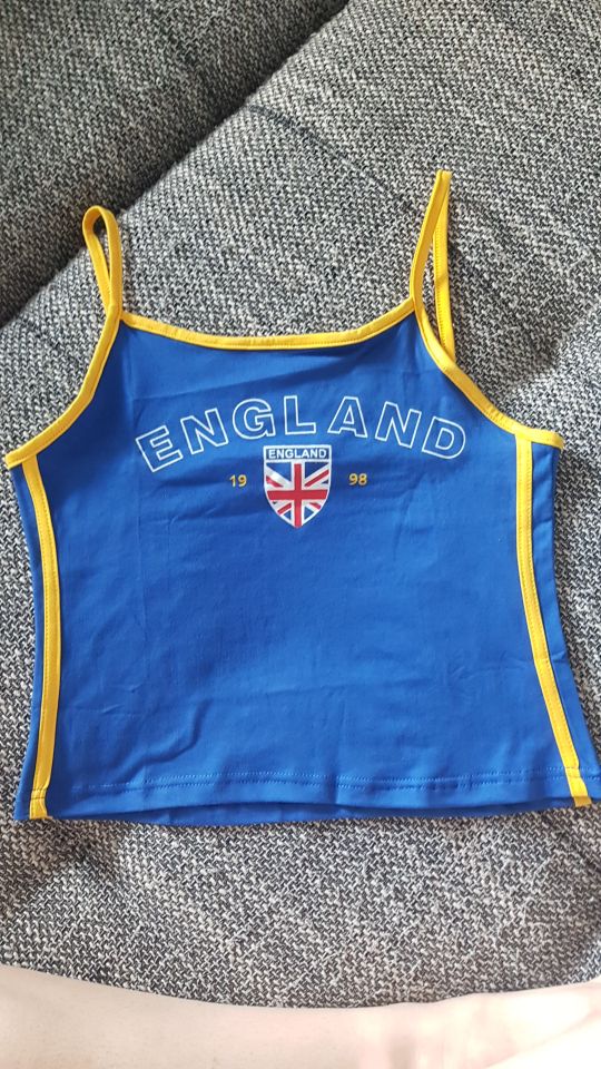 2PCS Blue Varsity Crop Top + Shorts