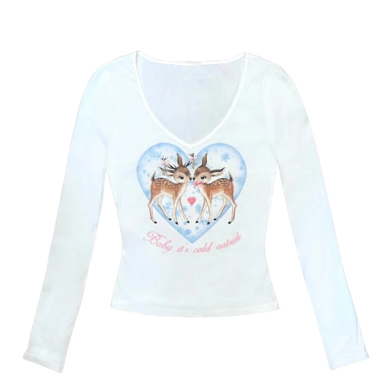 Bear & Gingerbread V Neck Long Sleeve Shirt