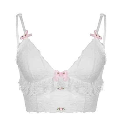 White Lace Bow Sheer Corset Top