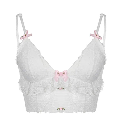 White Lace Bow Sheer Corset Top