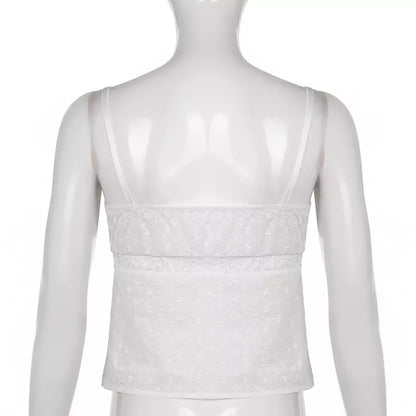 White Lace Milkmaid Fairy Crop Top
