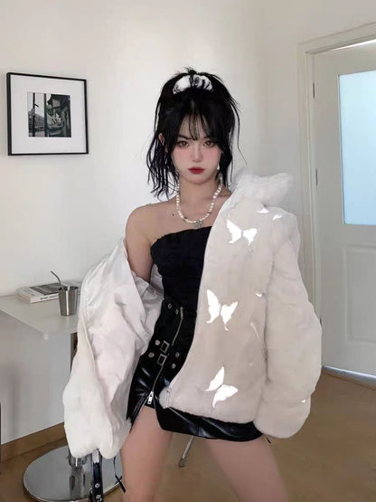 Fluffy Butterfly Parka Jacket