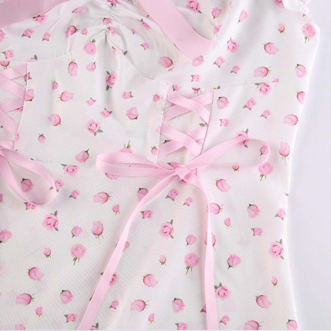 White Floral Puff Short Sleeve Lace Patchwork Mini Dress Summer Aesthetic Casual E-Girl Kawaii Korean Japanese Harajuku
