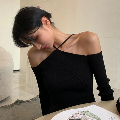 Halter Cut Out Knit Sweater