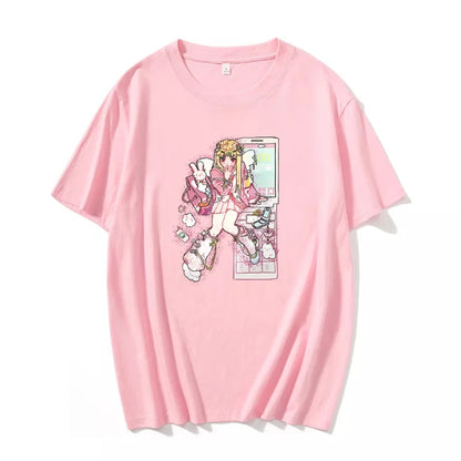 Japanese Fairy Anime Print Short Sleeve T-shirt