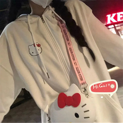 White Kitty Cat Anime Japanese Hoodie