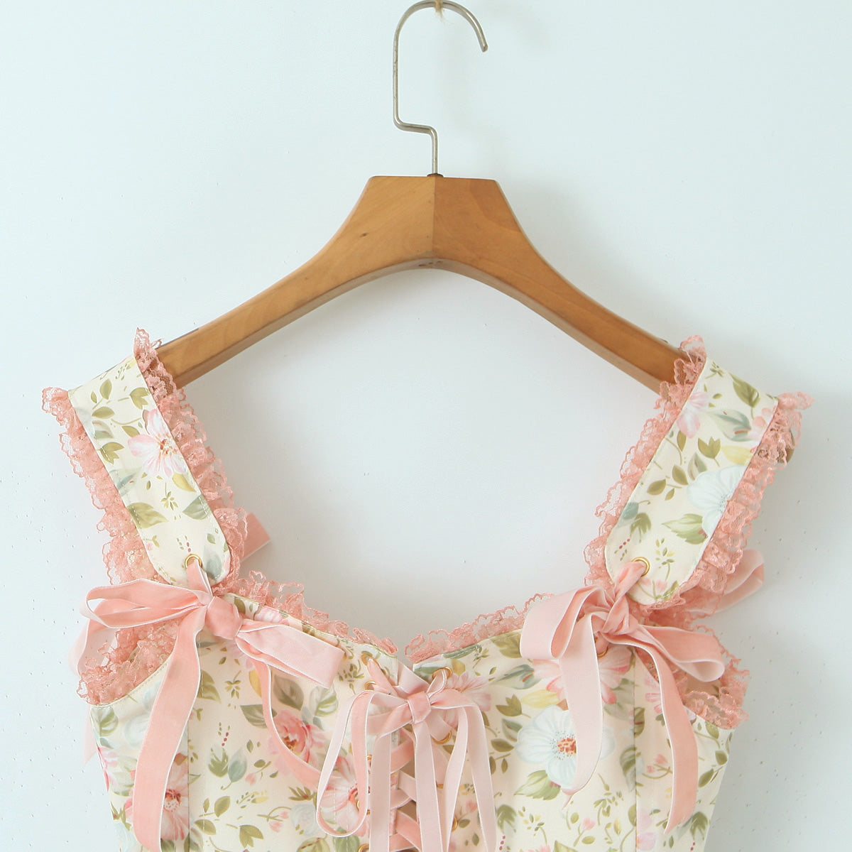 Floral Print Lace Up Corset Top + Mini Skirt