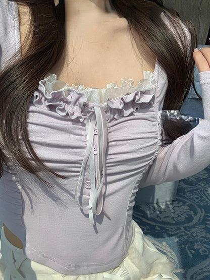 Purple Lace Crop Top