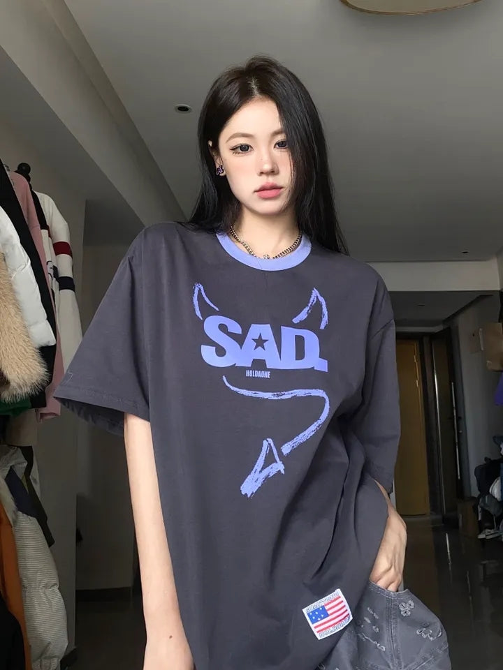 Demon Horn Oversized Graphic T-shirt