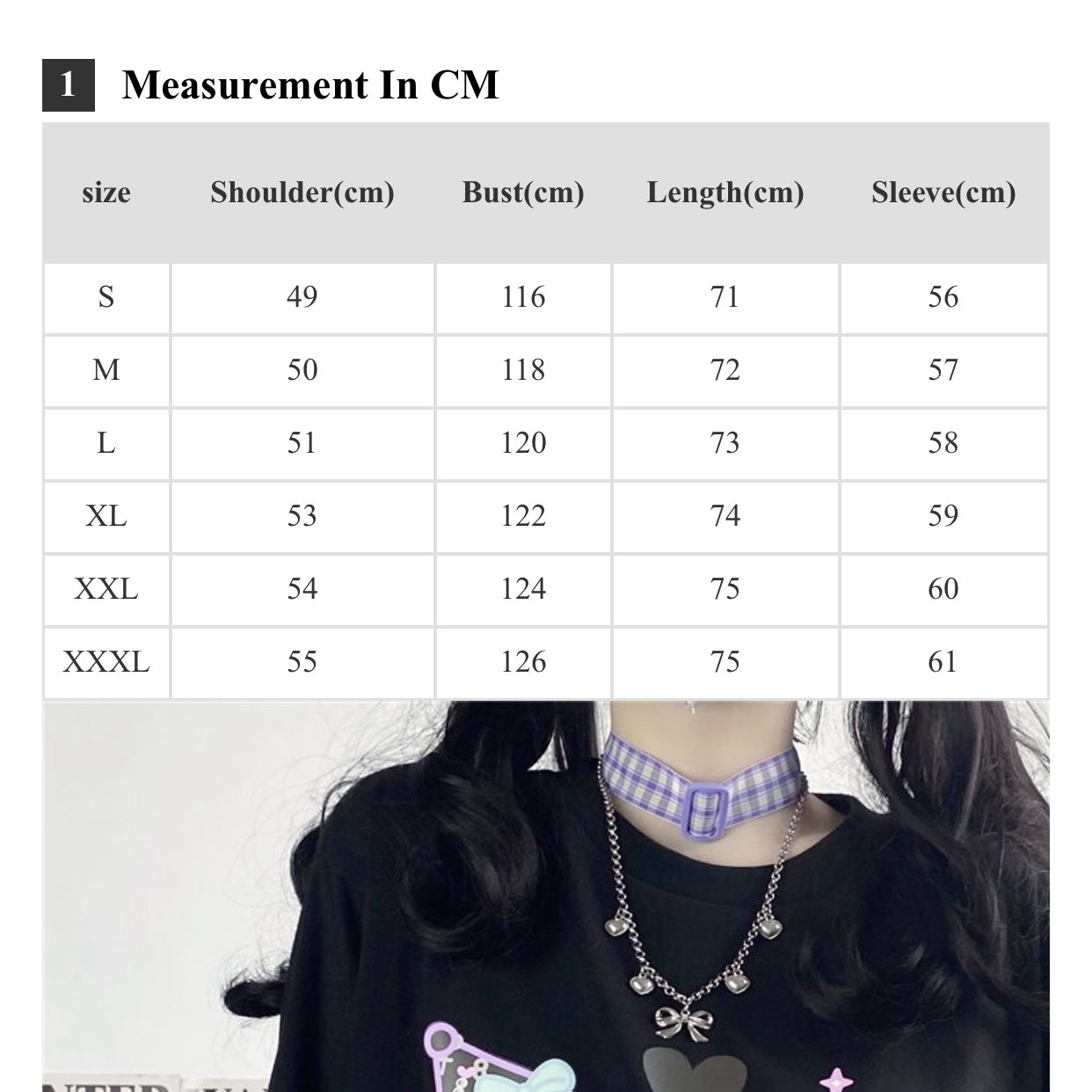 Cute Black Japanese Anime Cartoon Print Loose Oversize Long Sleeve T-shirt