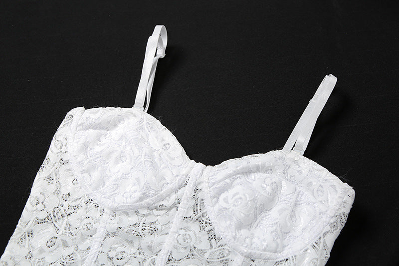 Cute Sexy Floral Lace Corset Camisole Tank Crop Top Sleeveless Shirt Bodycon Goth Punk Summer Casual E-Girl Kawaii Korean Japanese Harajuku Streetwear