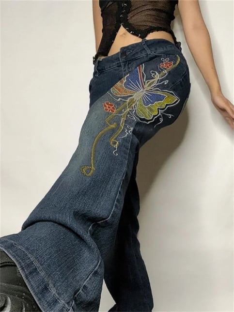 Butterfly Low Waist Denim Jeans