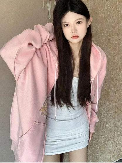 Kitten Print Zip Up Jacket