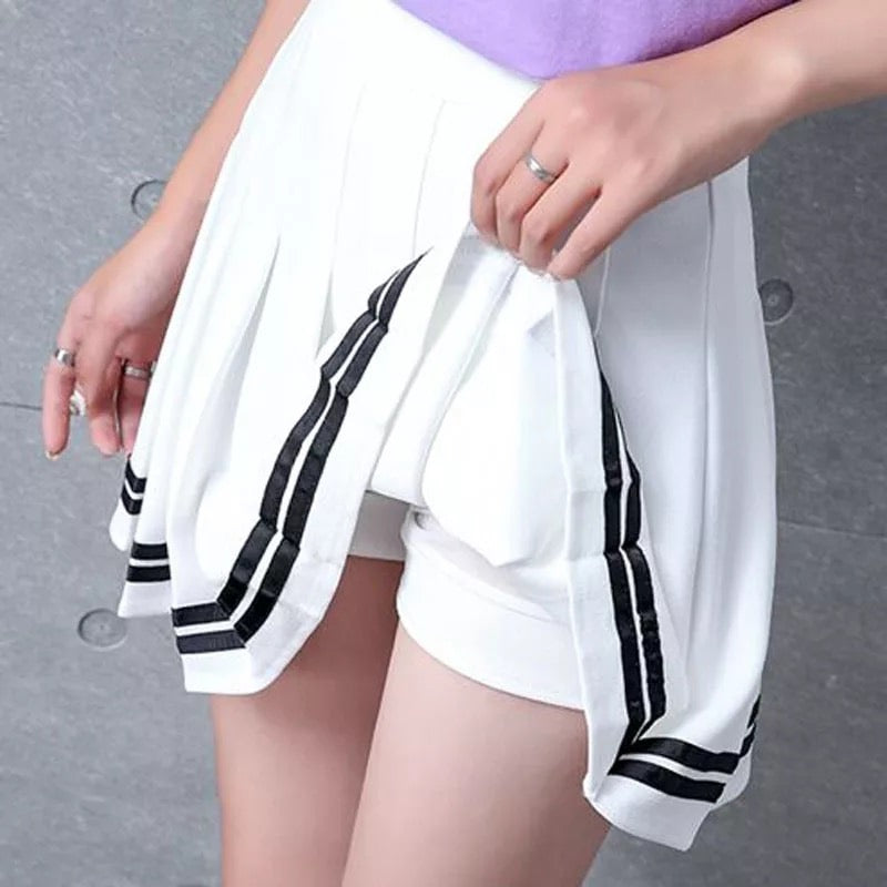 Cute Preppy Sailor School Uniform Pleated High Waist Mini Skirt Bottom E-Girl Kawaii Korean Japanese Harajuku Chinese Retro Streetwear Aesthetic