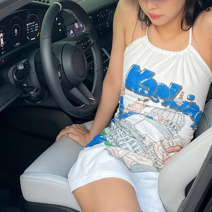 Y2K Graffiti Print Halter Mini Dress