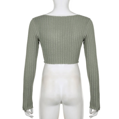 Green Lace Split Patchwork Long Sleeve T-shirt